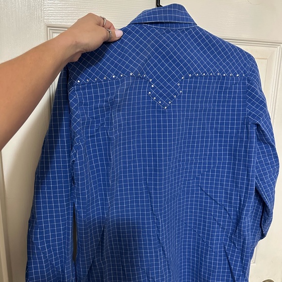 Cruel Girl Blue Checkered Button Down Shirt - Picture 2 of 2